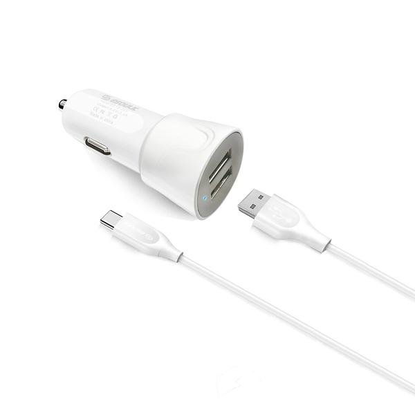 Esoulk 12W Dual USB Car Charger with 5FT Type-C Cable