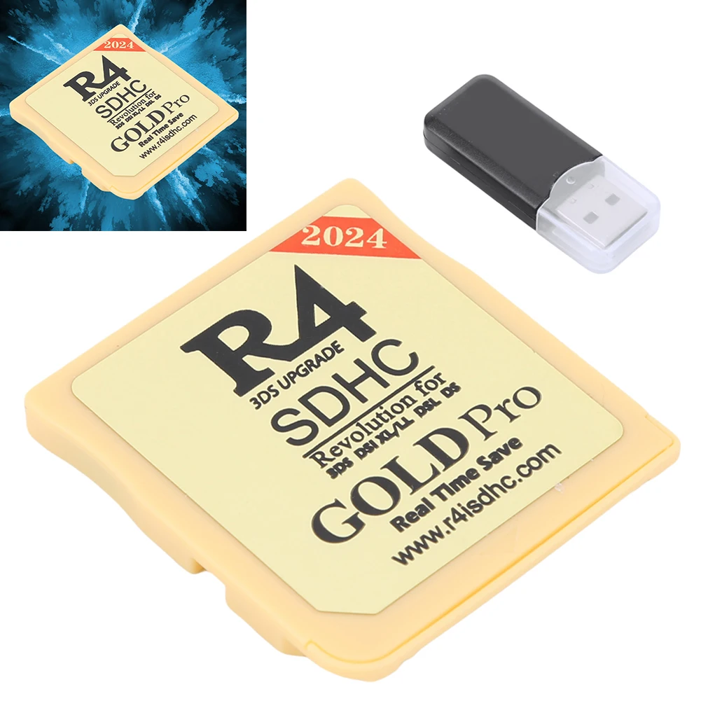 2024 Version R4 Gold Pro SDHC R4i für DS/3DS/2DS Revolution Cartridge + USB | High-Speed-Gaming-Karte