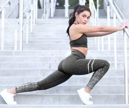 Leggings deportivos de cintura alta con purpurina