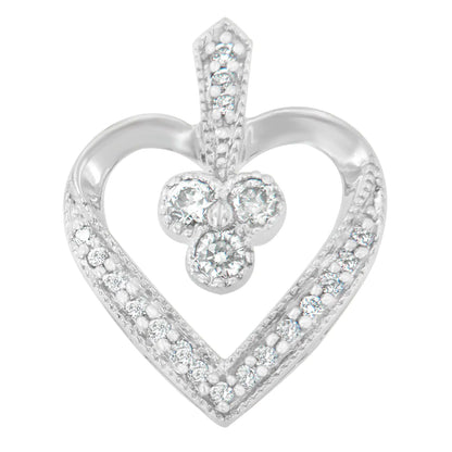 14K valge kullaga printsessilõigatud teemant Forever Love Heart ripats kaelakee (0,30 cttw, HI Color, SI2-I1 Clarity)