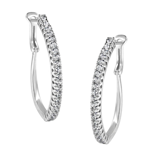 14KT White Gold 1 cttw Diamond Hoop Earrings (H-I, I1-I2)