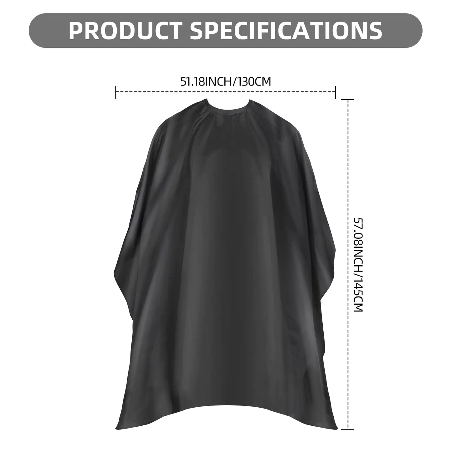 Professional Hair Cutting Cape with Adjustable Snap Closure, Salon Barber Cape,Waterproof Hairdressing Salon Cape - 57" x 51"(Black)