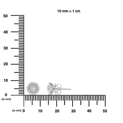 14K White Gold 3/4 Cttw Lab Grown Diamond Solitaire With Halo Stud Earrings (G-H Color, VS2-SI1 Clarity)