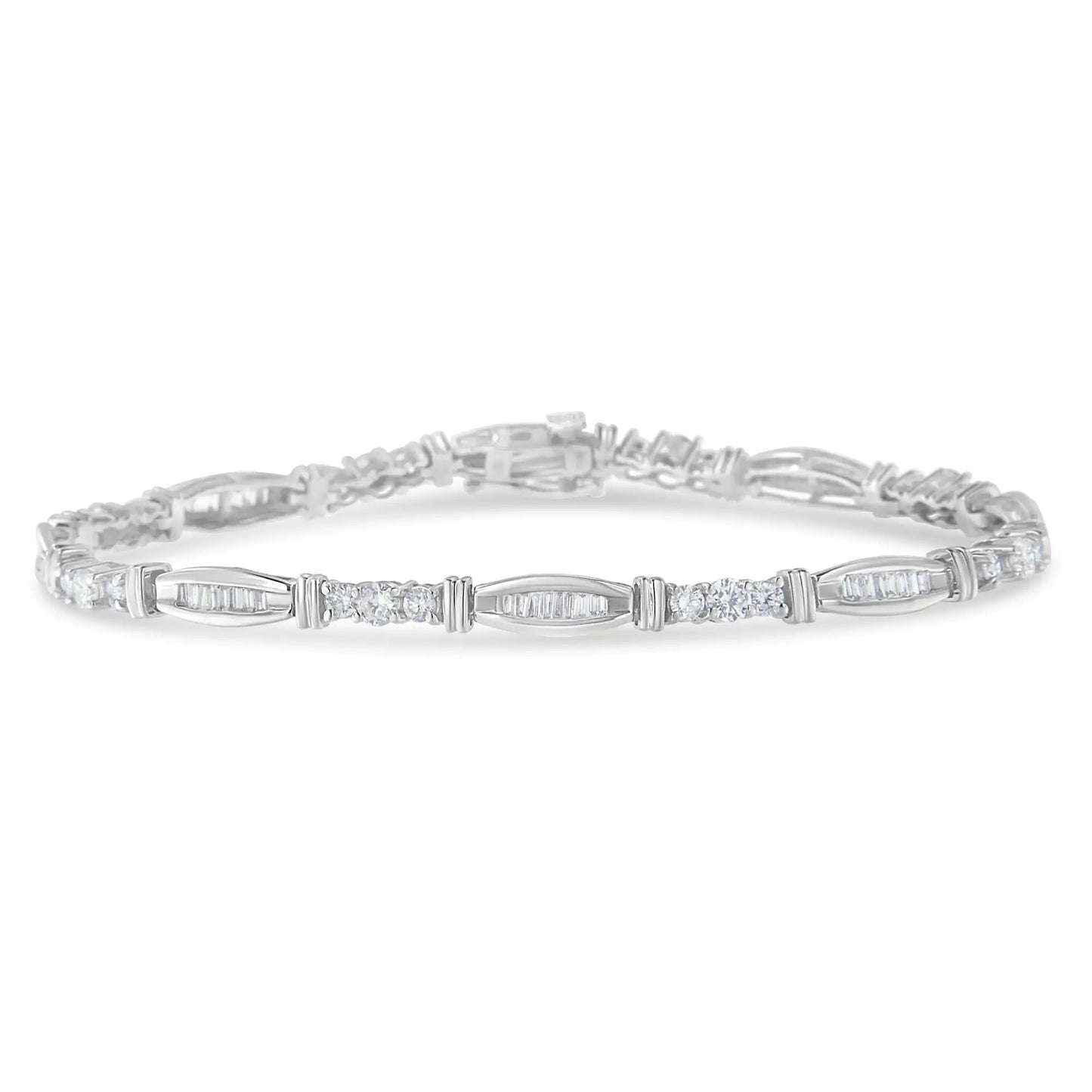 14k White Gold Geometric Pattern Diamond Tennis Bracelet (3 cttw, H-I Color, SI2-I1 Clarity)