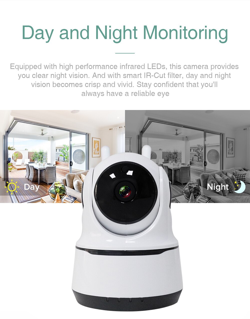 US | 1080P Wireless Night Vision Camera Security with Motion Alert