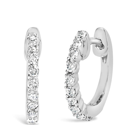 .925 Sterling Silver 1/6 Cttw Diamond Petite Hoop kõrvarõngad (IJ Color, I2-I3 Clarity)