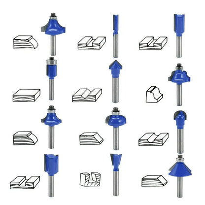 Juego de 15 brocas de fresado de carbono para fresadora de carburo de tungsteno, vástago de 1/4" (EE. UU.)