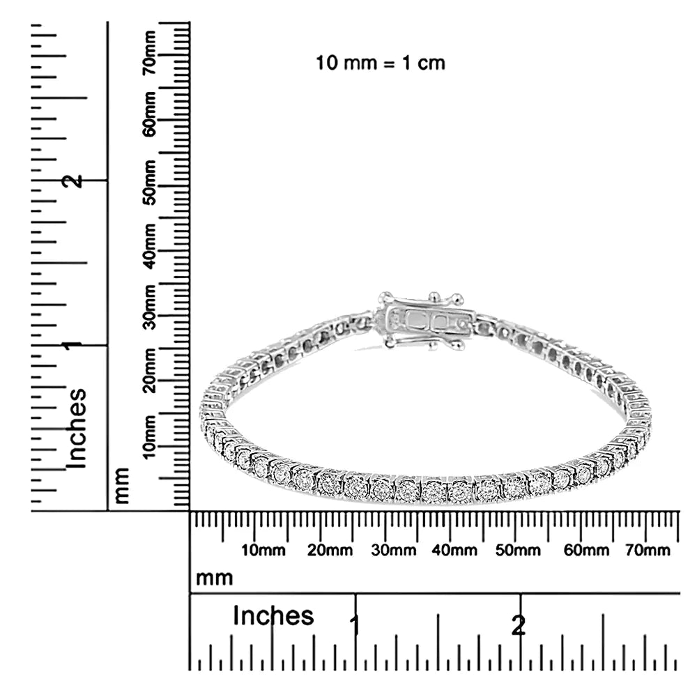 14K hvitt gull 2.0 Cttw Mirakelsett Rundkuttet Lab Grown Diamond Illusion 7" tennisarmbånd (FG Color, VS2-SI1 Clarity)