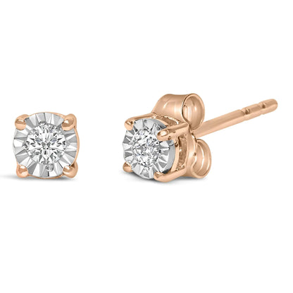 .925 Sterling Silver 1/10 Cttw Round Brilliant-Cut Lab Grown Diamond Miracle-Set Stud Earrings (F-G Color, VS1-VS2 Clarity)