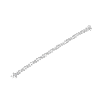 Pulsera de eslabones de banda en forma de marquesa con pavé de diamantes de 3,0 quilates en plata de ley 925 (color IJ, claridad I2-I3) - 18,7 cm