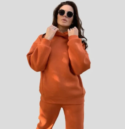 Women's Hooded Sweater And Pants Suit