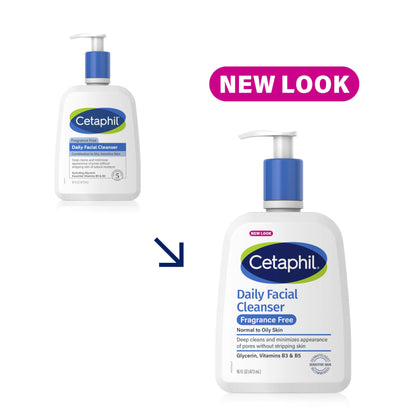 CETAPHIL 洁面乳，日常面部清洁剂，适合敏感、混合性至油性皮肤，全新 16 盎司，无香料，温和起泡，不含皂，低过敏性无香型 16 液量盎司（1 包）