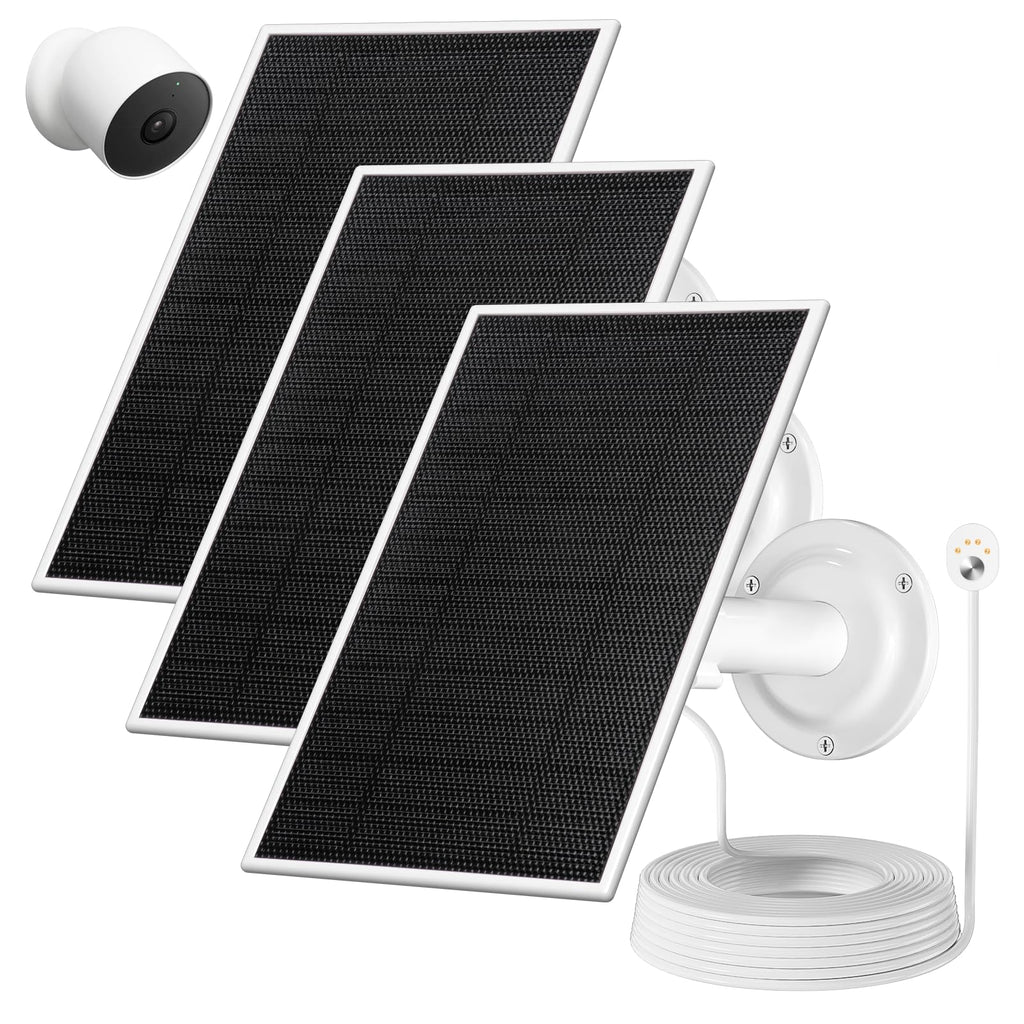 6V 4,5W Nest Cam solcellepanel-kit, IP65, 3 m kabel – 3-pak | solcellepanel til udendørs overvågning