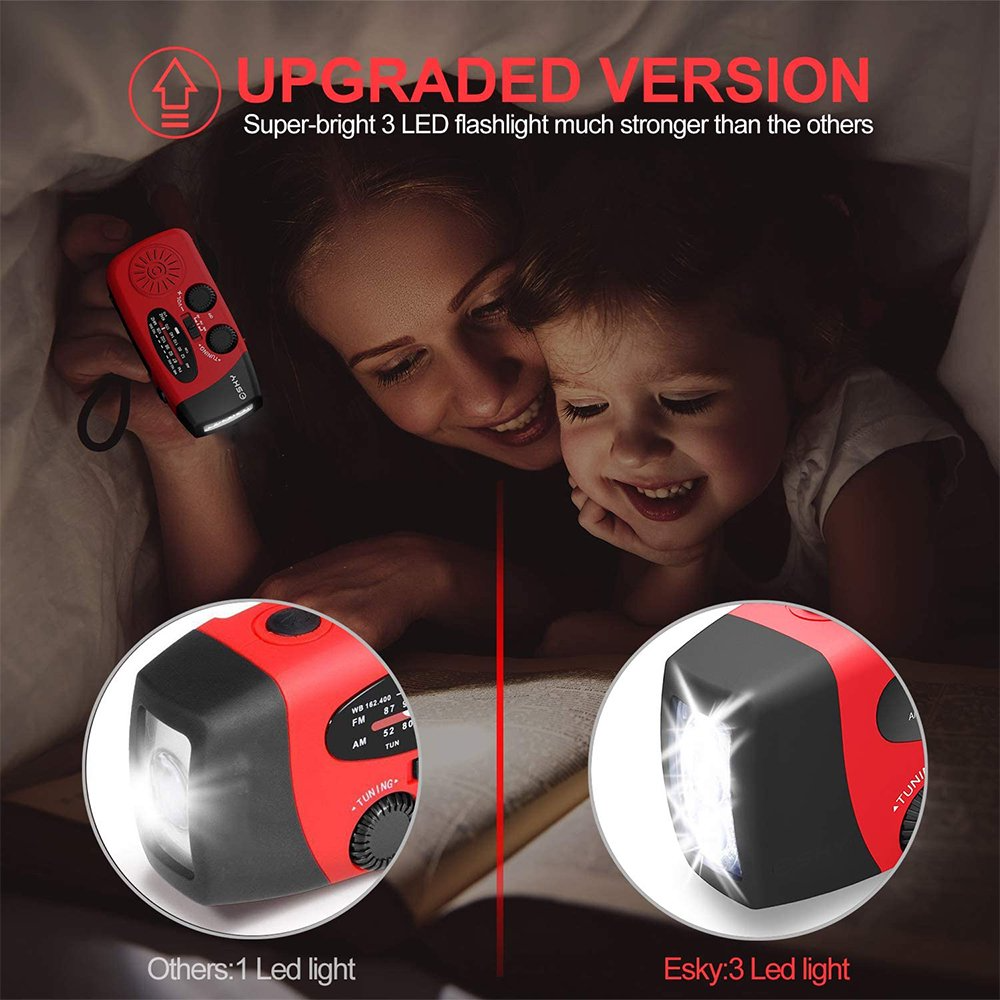 US | Crank & Solar Emergency Radio 1000mAh Power Bank