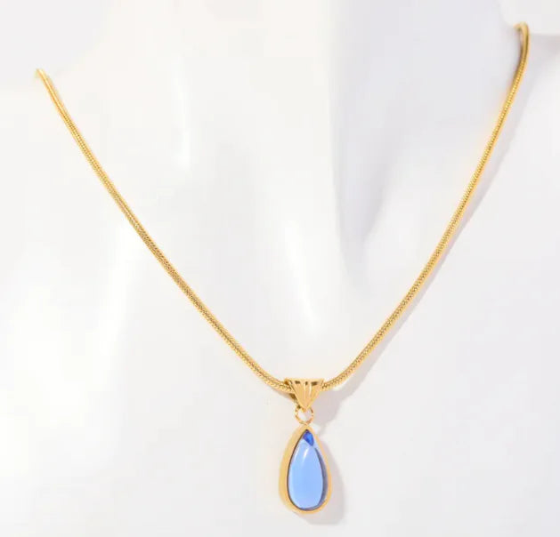 Blue Ocean Water Drop Necklace