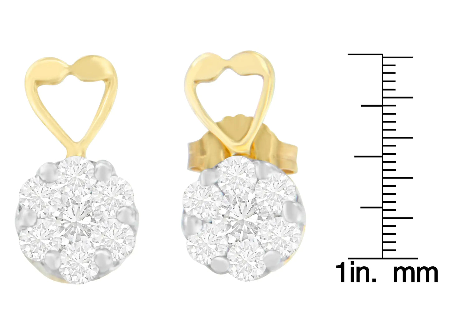 14K gult gull 1 karat. TDW rundslipte diamantøreringer (IJ,SI2-I1)