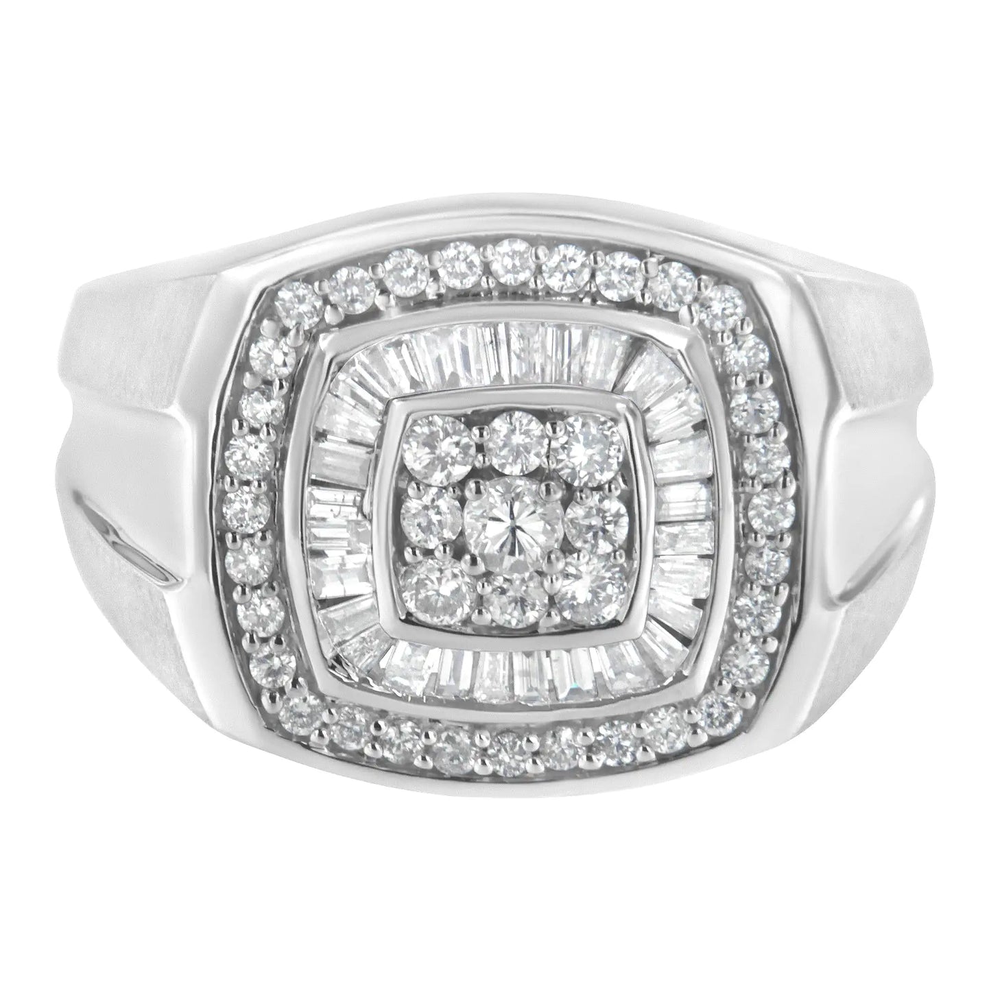 14K hvitt gull diamantring for menn (1 cttw, HI Color, SI1-I2 Clarity)