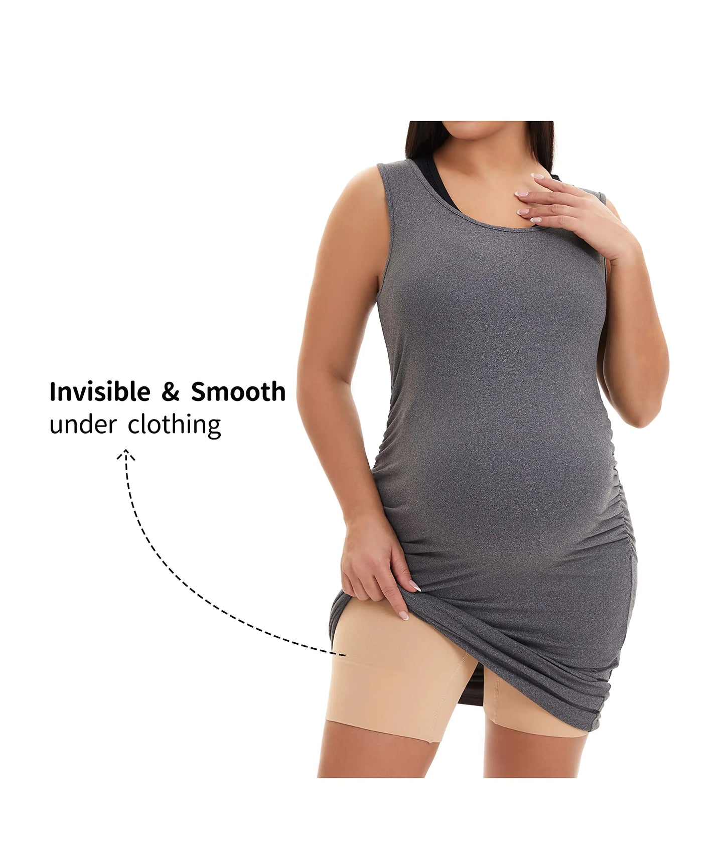 Seamless Maternity Shapewear, Prevent Thigh Chaffing, Belly Support, S-5XL Nude 5X-Large