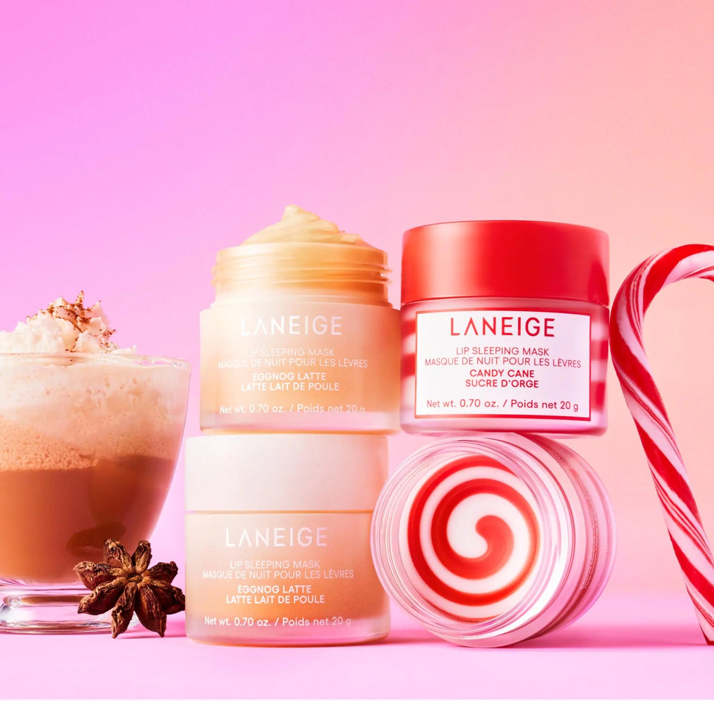 LANEIGE huulte magamismask: toitev, niisutav, C-vitamiin, murumuru ja sheavõi, antioksüdandid, helbed, kuivavad huuled Candy Cane Swirl