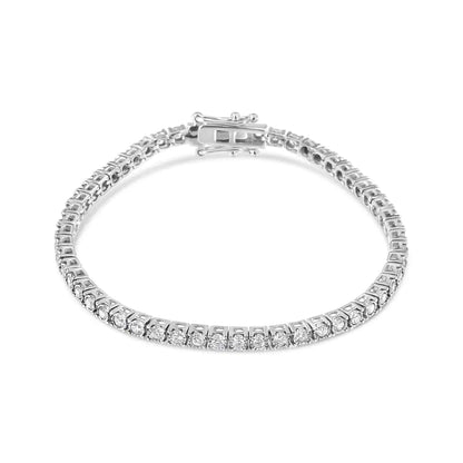 Pulsera de tenis de oro blanco de 14 quilates con diamantes cultivados en laboratorio de talla redonda engastados milagrosos de 2,0 quilates y 18 cm (color FG, claridad VS2-SI1)