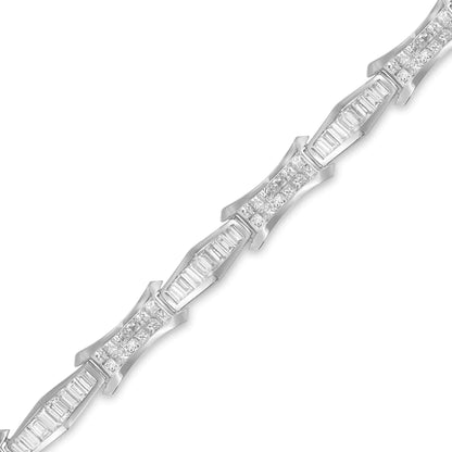 14K White Gold Baguette and Princess Cut Diamond Bracelet (8.09 cttw, H-I Color, SI1-SI2 Clarity)