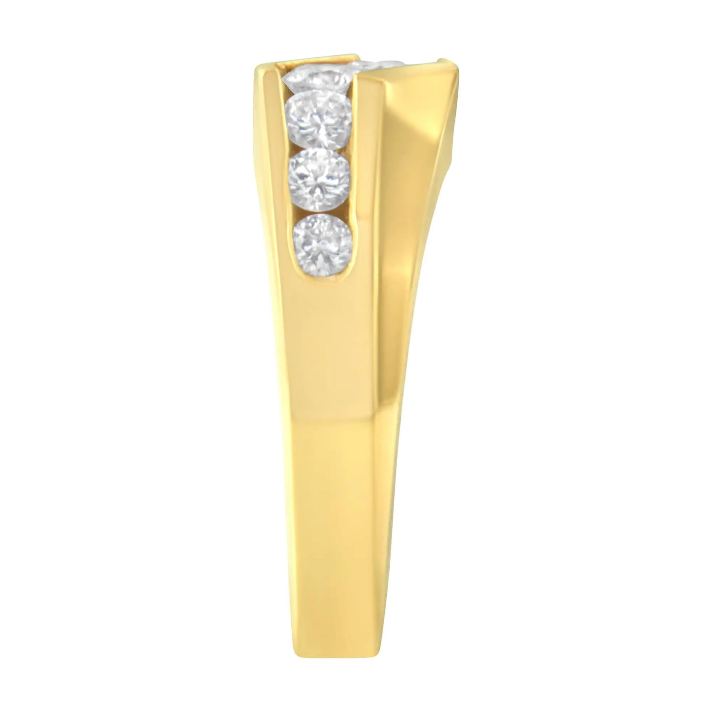 Anillo de oro amarillo de 14 quilates con diamantes de talla redonda para hombre (1 ct, color HI, claridad SI2-I1)