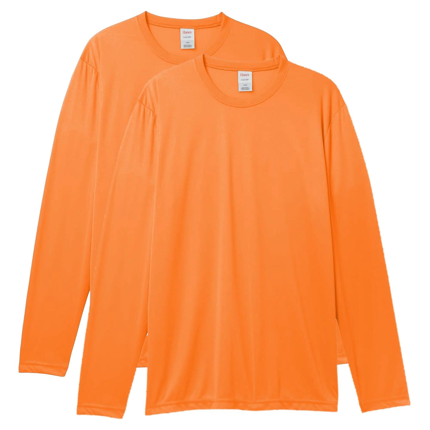 Hanes Sport Performance Long Sleeve T-Shirt, Performance Athletic Shirt, 2-Pack Large Safety Orange Athletic Long Sleeve