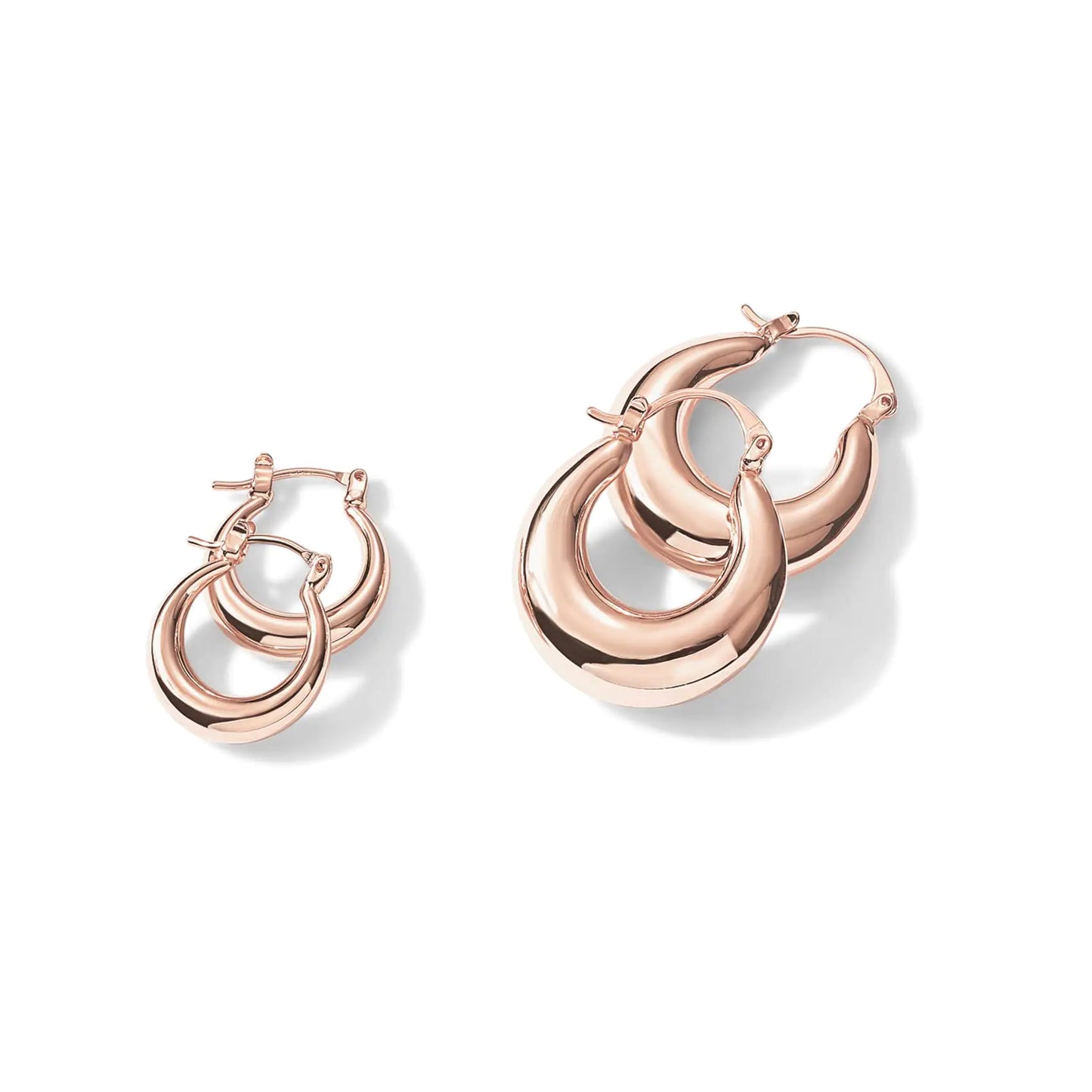 PAVOI 14K gullbelagt Sterling Sølv Stolper Chunky Hoop øredobber for kvinner | Tykke lette trendy gullbøyler Rose gull 25 millimeter