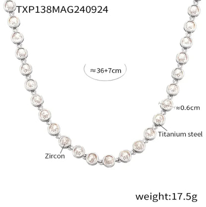 Titanium Steel Zircon Color Mix Bracelet & Necklace Set