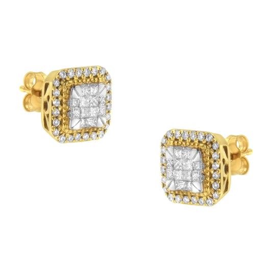 Aretes de diamantes en oro amarillo de 10 quilates (1/2 ct, color HI, claridad SI2-I1)