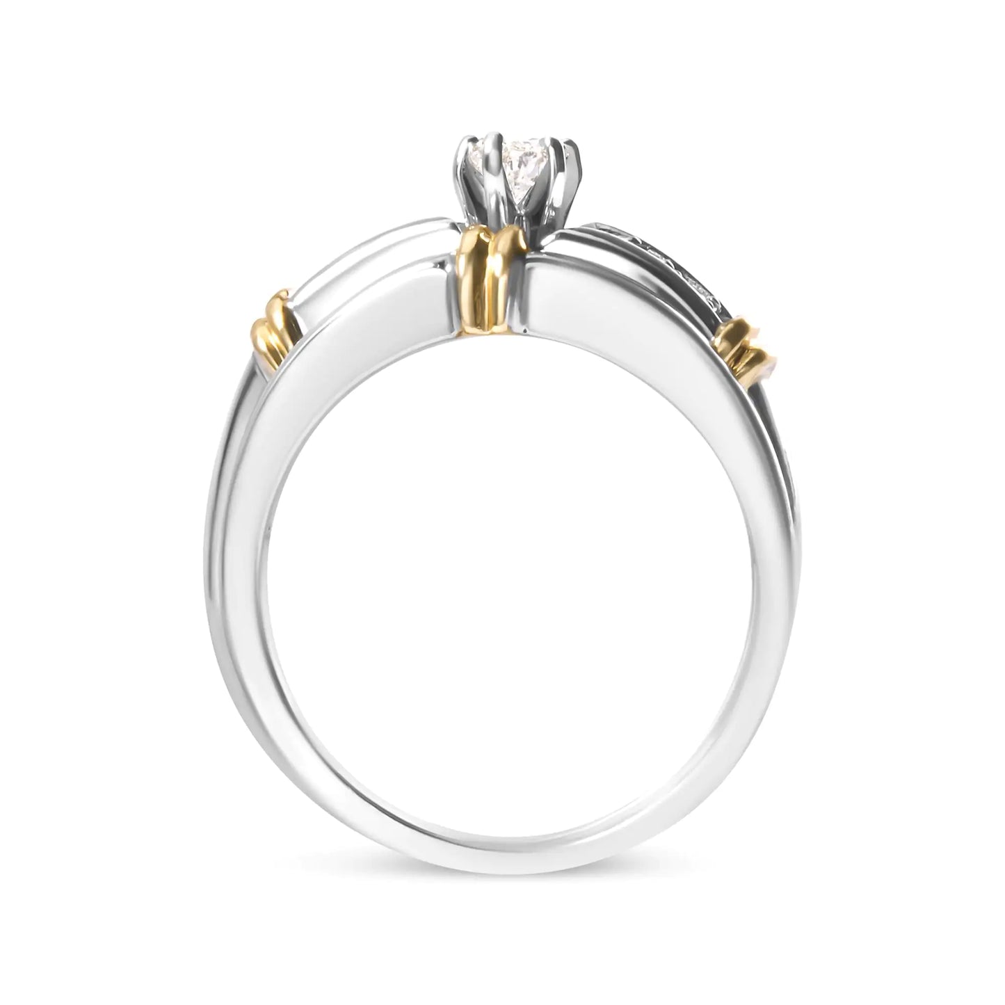 14K kollase ja valge kullaga 1/3 Cttw Marquise Diamond Cocktail kihlasõrmuse komplekt (HI Color, SI1-SI2 Clarity)