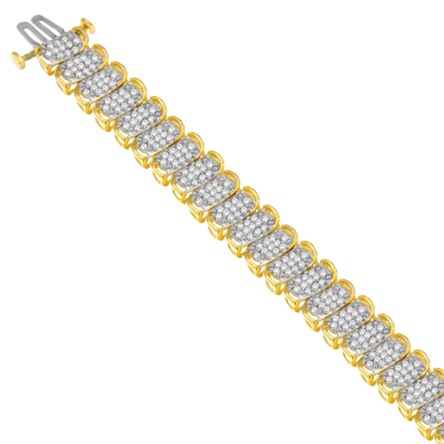 Pulsera de oro amarillo de 10 quilates con diamantes de talla redonda (3,00 cts, color JK, claridad I2-I3)