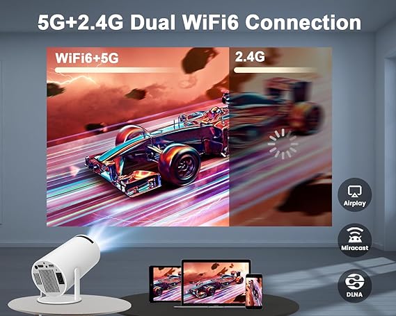 Intelligenter 4K-Mini-Projektor mit WiFi 6 und Bluetooth 5.0
