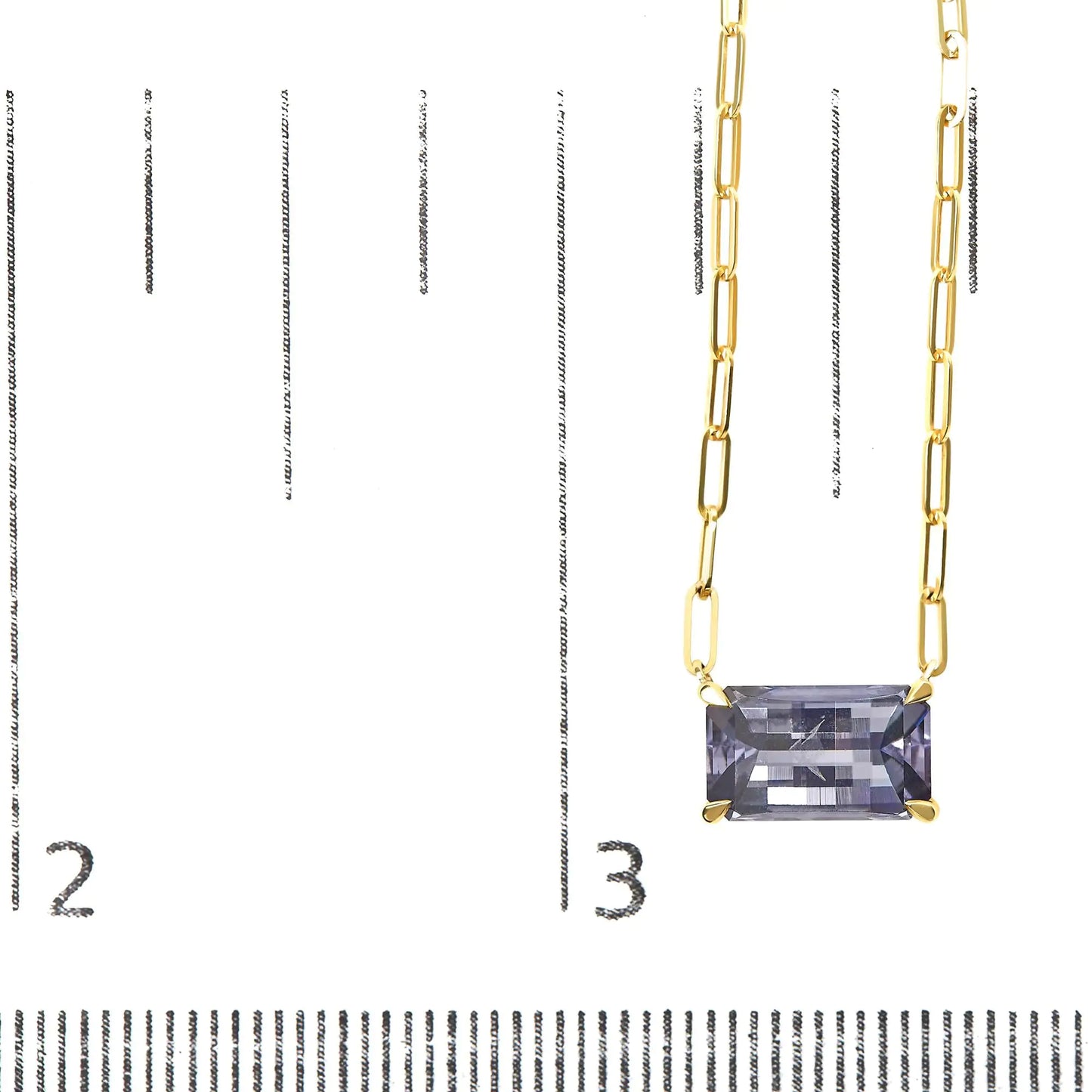 14K gult gull Naturlig 2 7/8 Cttw Pixel Cut Emerald Bicolor Tanzanite Anheng Halskjede med binderskjede - 18 tommer