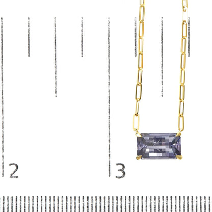 14K Yellow Gold Natural 2 7/8 Cttw Pixel Cut Emerald Bicolor Tanzanite Pendant Necklace with Paperclip Chain - 18 Inches