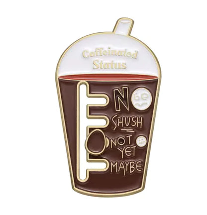 Cat & Coffee Enamel Pin Set