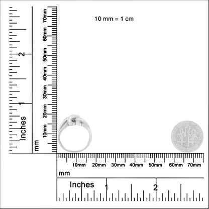 14K 白金 1/3 克拉槽镶长方形钻石旁路戒指（HI 颜色，SI1-SI2 净度）