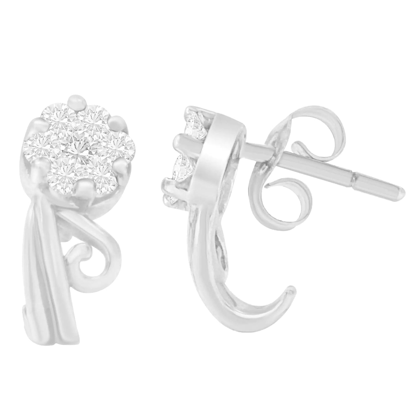 14K White Gold 1/2 cttw Round Cut Diamond Earrings (H-I, I1-I2)