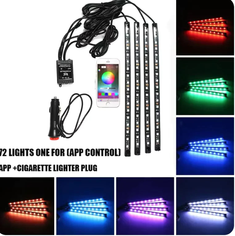 Luzes de LED Controladas por Música para Pés de Carro