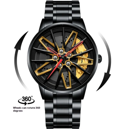 Reloj de cuarzo con diseño de coche 3D Hollow Kini