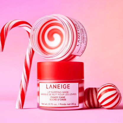 LANEIGE huulte magamismask: toitev, niisutav, C-vitamiin, murumuru ja sheavõi, antioksüdandid, helbed, kuivavad huuled Candy Cane Swirl