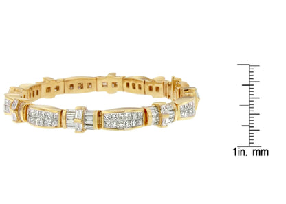 14K Yellow Gold Multi--Cut Diamond Ties of Love Eternity Bracelet(11.25 cttw,G-H Color,VS1-VS2 Clarity)