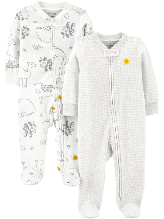 Simple Joys by Carter's Baby - Saco térmico con cremallera bidireccional para dormir y jugar (paquete de 2, de 6 a 9 meses, color animal/sol)