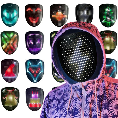 Depointer Life LED-mask žestituvastusega, Unisex LED-valgustusega nägu transformeeriv mask kostüümide Cosplay Party Masquerade muusikamaski jaoks, laetav