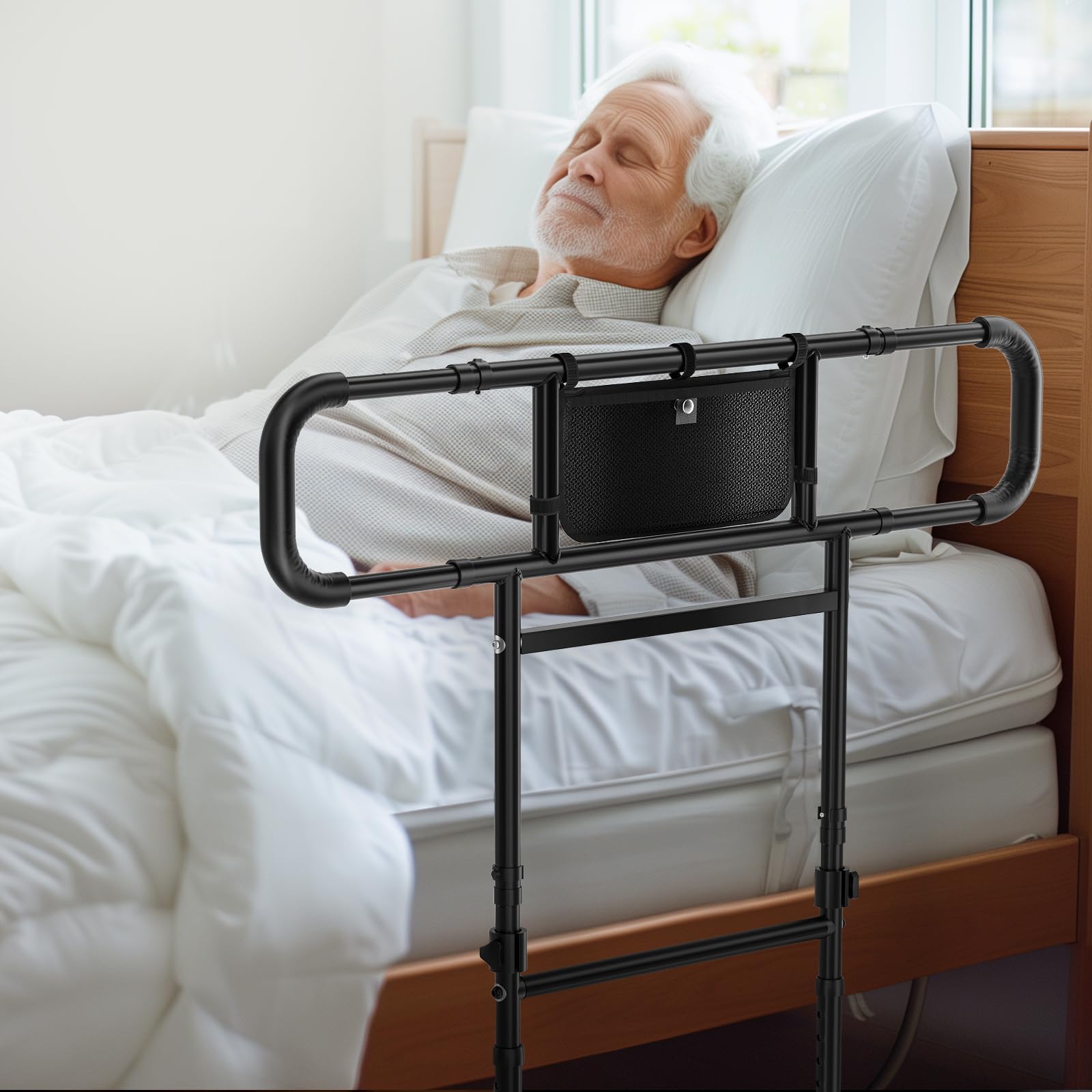 FORTEMOTUS Adjustable Bed Rails for Elderly - Foldable and Extendable Safety Bar | foldable safety bars