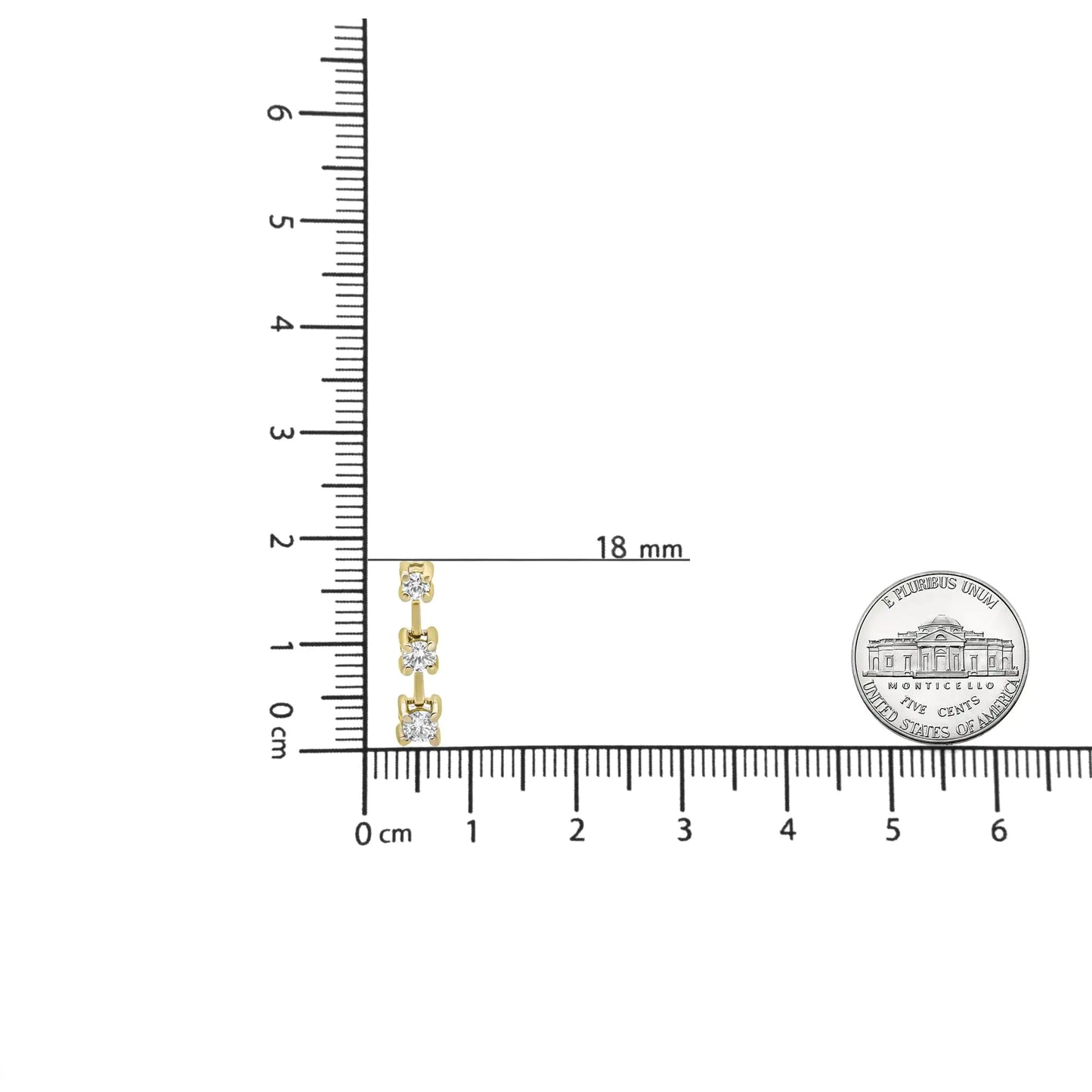 14K kullast ümmarguse teemandiga kolmest kivist ripatsiga 18-tolline kaelakee – (HI värv, SI1-SI2 selgus)