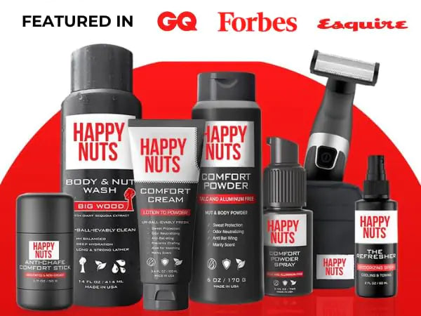 Happy Nuts Comfort Powder - Anti-gnav, svetteforsvar og luktkontroll for lyske, føtter og kropp - Kroppspulver for menn (2 PAK) 6 unse (pakke med 2) Original