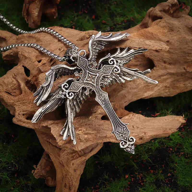 SilverWinged Cross Necklace