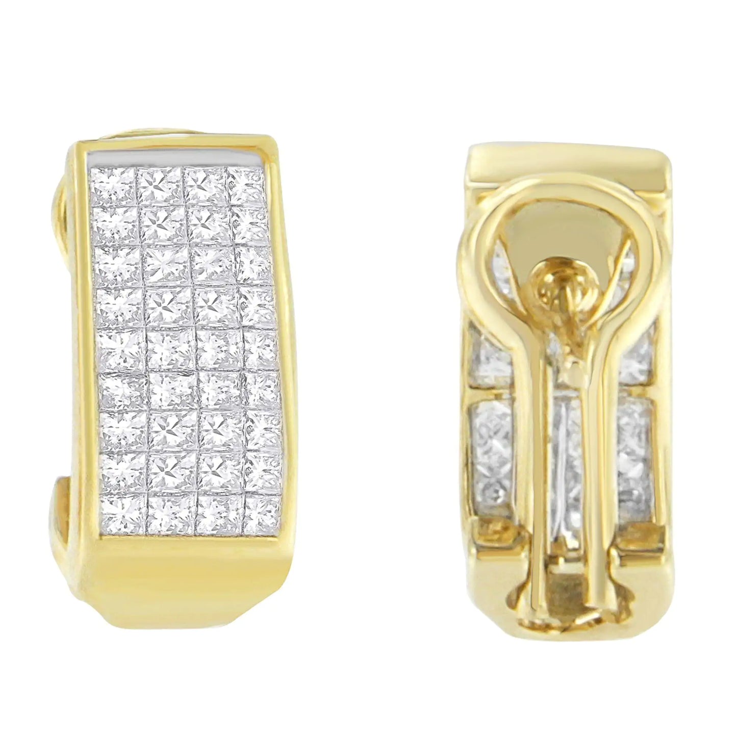 14K gult gull 1 cttw Princess Cut diamantøredobber (HI, VS2-SI1)