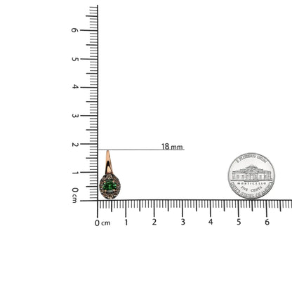 Aros colgantes de oro rosa y blanco de 18 quilates con diamantes marrones redondos de 3/8 quilates y tsavorita verde redonda (color marrón, claridad SI1-SI2)